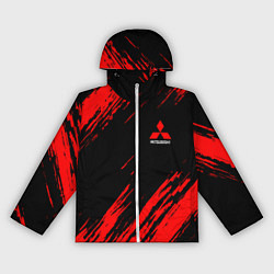 Ветровка с капюшоном женская Mitsubishi Texture Red, цвет: 3D-белый