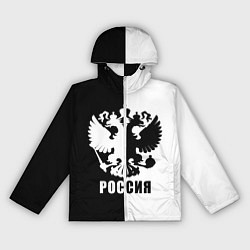 Ветровка с капюшоном женская РОССИЯ чёрно-белое, цвет: 3D-белый