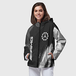 Ветровка с капюшоном женская МЕРСЕДЕС AMG Краски, цвет: 3D-черный — фото 2