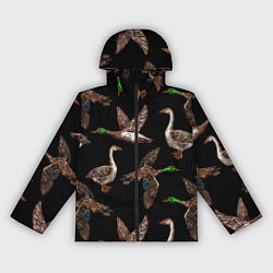 Ветровка с капюшоном женская Утки паттерн, цвет: 3D-черный
