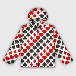 Ветровка с капюшоном женская Карточные Масти Card Suits, цвет: 3D-черный