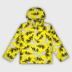 Ветровка с капюшоном женская Пчелы на желтом, цвет: 3D-белый