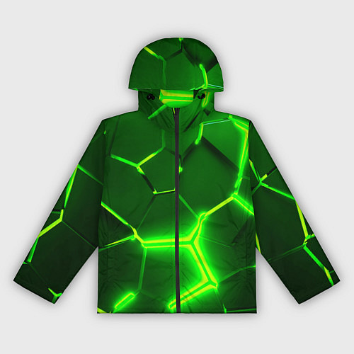 Женская ветровка 3D ПЛИТЫ НЕОН NEON GREEN HEXAGON РАЗЛОМ / 3D-Черный – фото 1