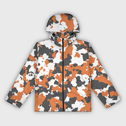 Ветровка с капюшоном женская Orange Camo, цвет: 3D-черный