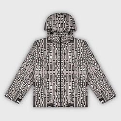 Ветровка с капюшоном женская Полосатый геометрический узор Круги, квадраты, лин, цвет: 3D-черный