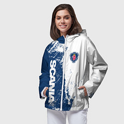 Ветровка с капюшоном женская SCANIA SAAB, цвет: 3D-белый — фото 2
