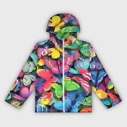 Ветровка с капюшоном женская Стая бабочек Pattern, цвет: 3D-белый