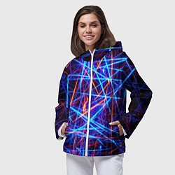 Ветровка с капюшоном женская Neon pattern Fashion 2055, цвет: 3D-белый — фото 2