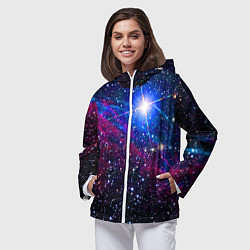 Ветровка с капюшоном женская Открытый космос Star Neon, цвет: 3D-белый — фото 2