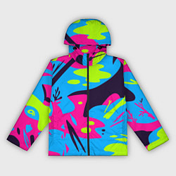 Ветровка с капюшоном женская Color abstract pattern Summer, цвет: 3D-черный
