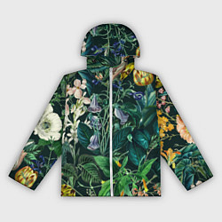 Ветровка с капюшоном женская Цветы Темный Сад, цвет: 3D-белый