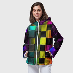 Ветровка с капюшоном женская Colored Geometric 3D pattern, цвет: 3D-белый — фото 2