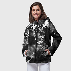 Ветровка с капюшоном женская Сердца в крестах Коллекция Get inspired! Z-b-heart, цвет: 3D-черный — фото 2