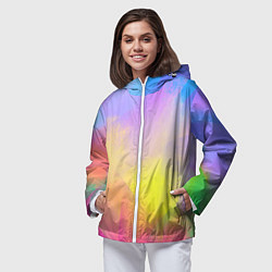 Ветровка с капюшоном женская Красочный неон, цвет: 3D-белый — фото 2
