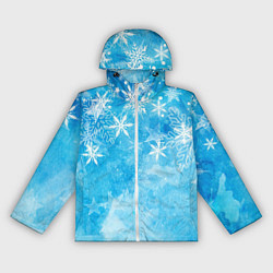 Ветровка с капюшоном женская Новогодние снежинки, цвет: 3D-белый