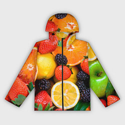 Ветровка с капюшоном женская ИЗОБИЛИЕ ФРУКТОВ, цвет: 3D-черный