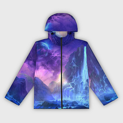 Женская ветровка Фантастический пейзаж Водопад Неон / 3D-Черный – фото 1