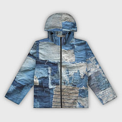 Ветровка с капюшоном женская Пэчворк Рваная ткань Hype, цвет: 3D-черный