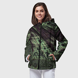 Ветровка с капюшоном женская Камуфляжный змеиный фрактал, цвет: 3D-черный — фото 2