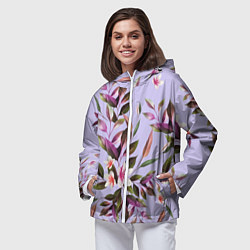 Ветровка с капюшоном женская Цветы Вересковый Сад, цвет: 3D-белый — фото 2