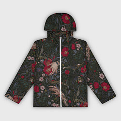 Ветровка с капюшоном женская Ботаника, цвет: 3D-белый