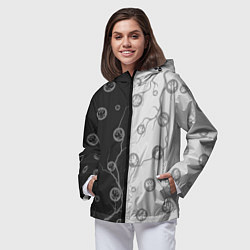 Ветровка с капюшоном женская RUSSIA - ГЕРБ - Молнии, цвет: 3D-черный — фото 2