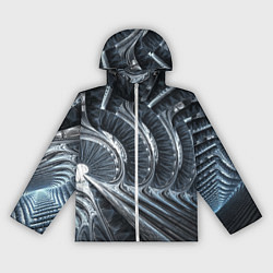 Ветровка с капюшоном женская Фрактальный абстрактный паттерн Броня Fractal Abst, цвет: 3D-белый