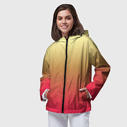 Ветровка с капюшоном женская Красно-желтый градиент, цвет: 3D-черный — фото 2