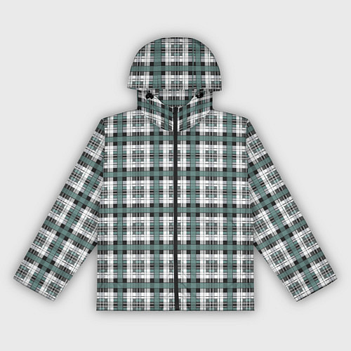 Женская ветровка Серо-зеленый клетчатый узор шотландка / 3D-Черный – фото 1