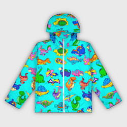 Ветровка с капюшоном женская PREHISTORIC DINOSAURS, цвет: 3D-белый