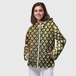Ветровка с капюшоном женская Чешуя золотая, цвет: 3D-белый — фото 2
