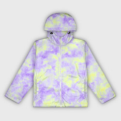 Ветровка с капюшоном женская Нежный желто-фиолетовый тай дай, цвет: 3D-белый