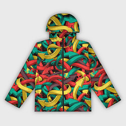 Ветровка с капюшоном женская Граффити стрелки Паттерн, цвет: 3D-черный