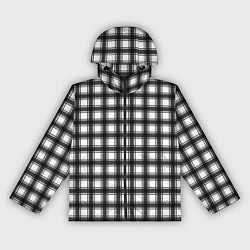 Ветровка с капюшоном женская Black and white trendy checkered pattern, цвет: 3D-черный