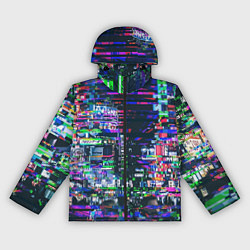 Ветровка с капюшоном женская Ночной город - glitch, цвет: 3D-черный