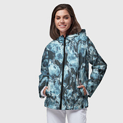 Ветровка с капюшоном женская Холодная ледяная броня - Синий, цвет: 3D-черный — фото 2