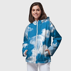 Ветровка с капюшоном женская Небо в облаках, цвет: 3D-белый — фото 2