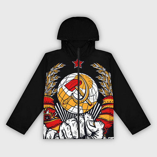 Женская ветровка Герб СССР на черном фоне / 3D-Черный – фото 1