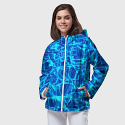 Ветровка с капюшоном женская Текстура поверхности воды, цвет: 3D-белый — фото 2