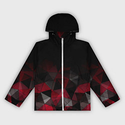 Ветровка с капюшоном женская Черно-красный геометрический, цвет: 3D-белый