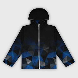 Ветровка с капюшоном женская Черно-синий геометрический, цвет: 3D-белый