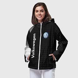 Ветровка с капюшоном женская Volkswagen карбон, цвет: 3D-белый — фото 2