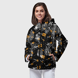 Ветровка с капюшоном женская Надписи Porn Hub - снежинки, цвет: 3D-черный — фото 2