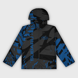 Ветровка с капюшоном женская Subaru - следы шин, цвет: 3D-черный