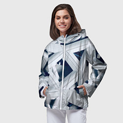 Ветровка с капюшоном женская Абстрактное множество металлический пластин, цвет: 3D-белый — фото 2