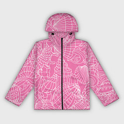 Ветровка с капюшоном женская Океанские ракушки - паттерн, цвет: 3D-черный