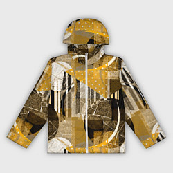 Ветровка с капюшоном женская Гранжевая абстракция: Черный, белый, горчичный орн, цвет: 3D-белый