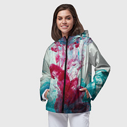 Ветровка с капюшоном женская Абстрактный красочный дым, цвет: 3D-черный — фото 2