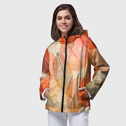 Ветровка с капюшоном женская Осенние прозрачные листья, цвет: 3D-черный — фото 2