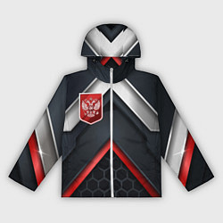 Ветровка с капюшоном женская Герб России на объемном фоне, цвет: 3D-белый